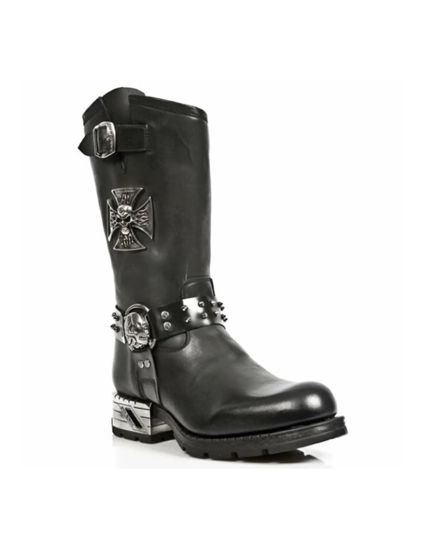 New Rock - Botas de cowboy góticas masculinas de couro preto New Rock - MR030-S1