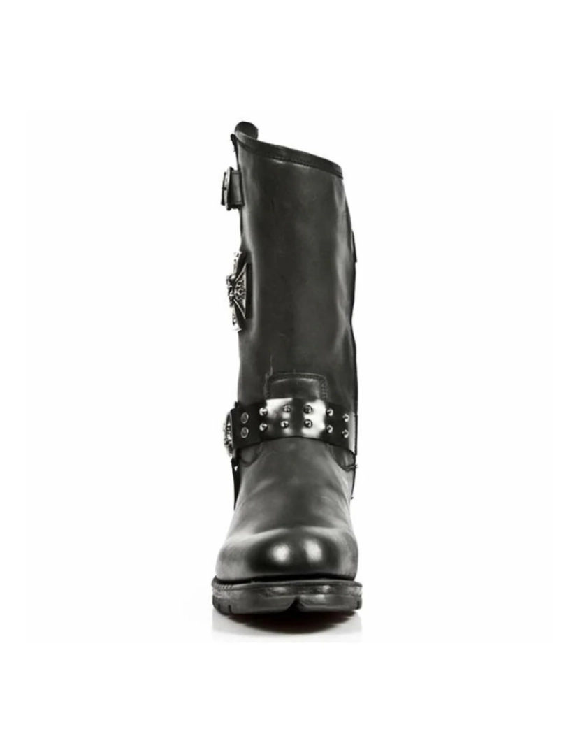 imagem de Botas de cowboy góticas masculinas de couro preto New Rock - MR030-S13