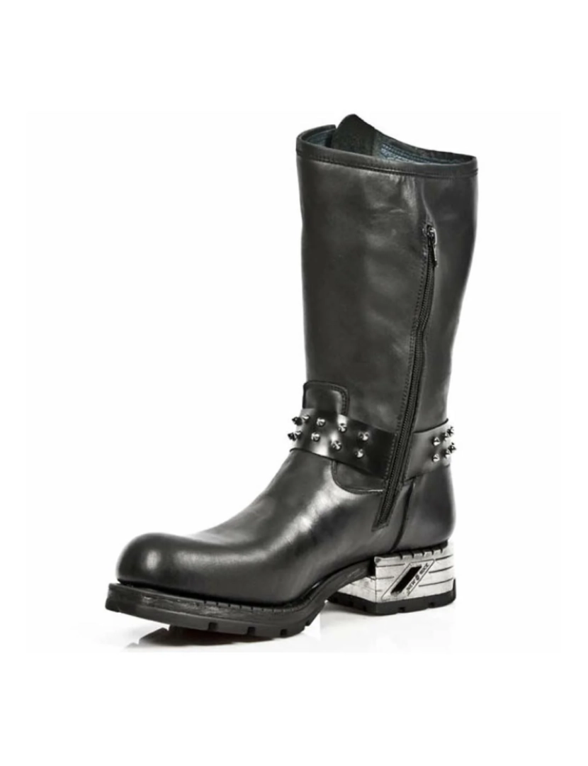 imagem de Botas de cowboy góticas masculinas de couro preto New Rock - MR030-S14