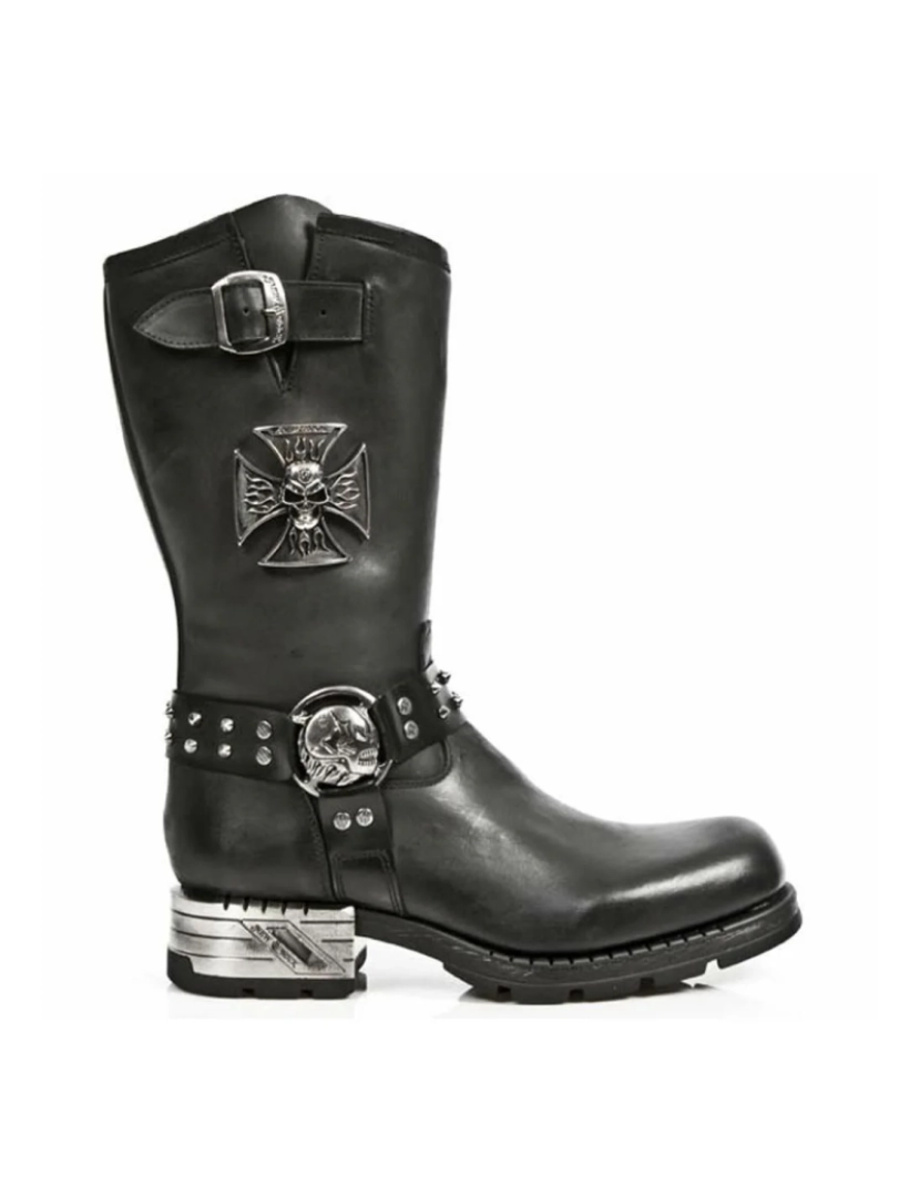 imagem de Botas de cowboy góticas masculinas de couro preto New Rock - MR030-S16