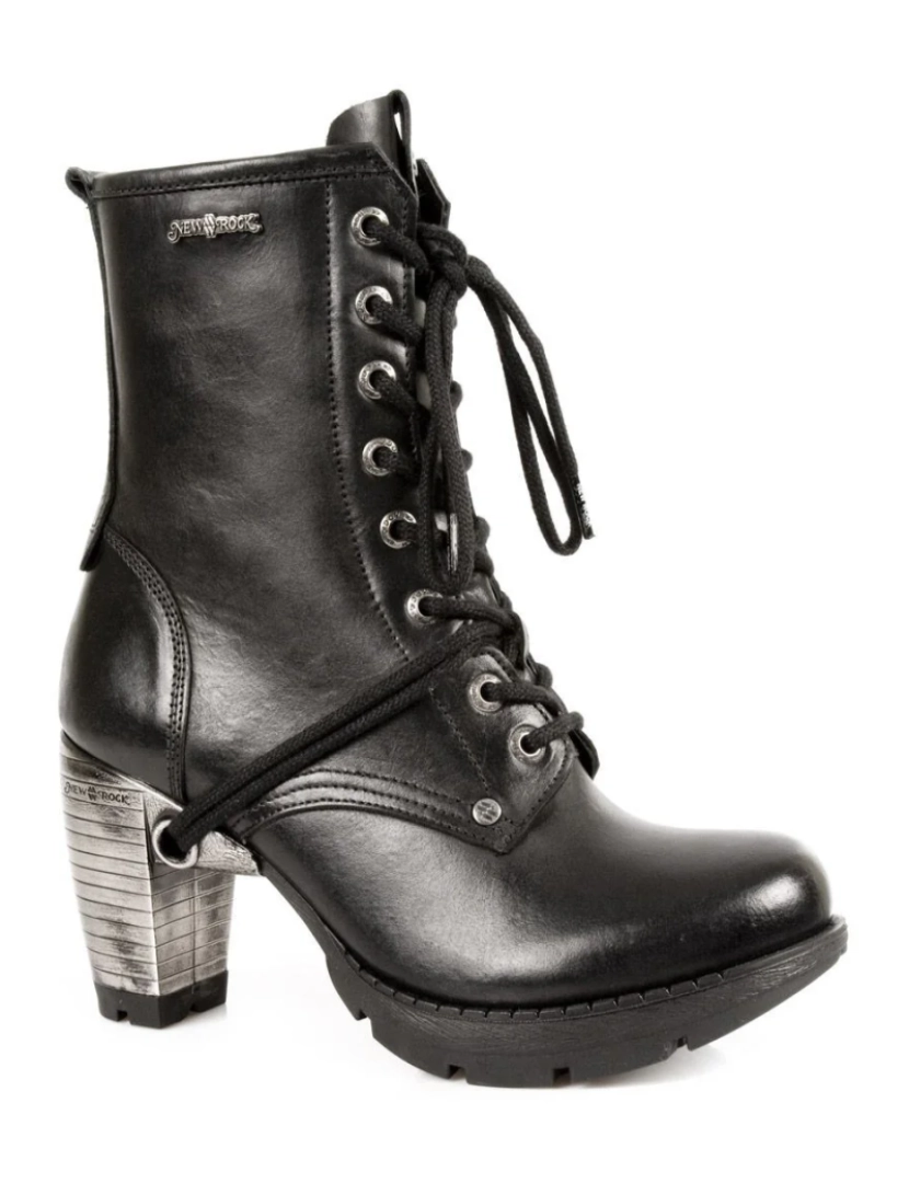 New Rock - Botas de trilha góticas de couro preto feminino New Rock - TR001-S1