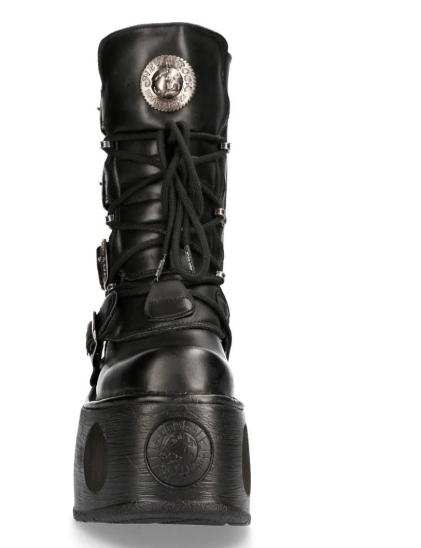 imagem de Botas góticas Neptuno de couro preto metálico New Rock-373-S24