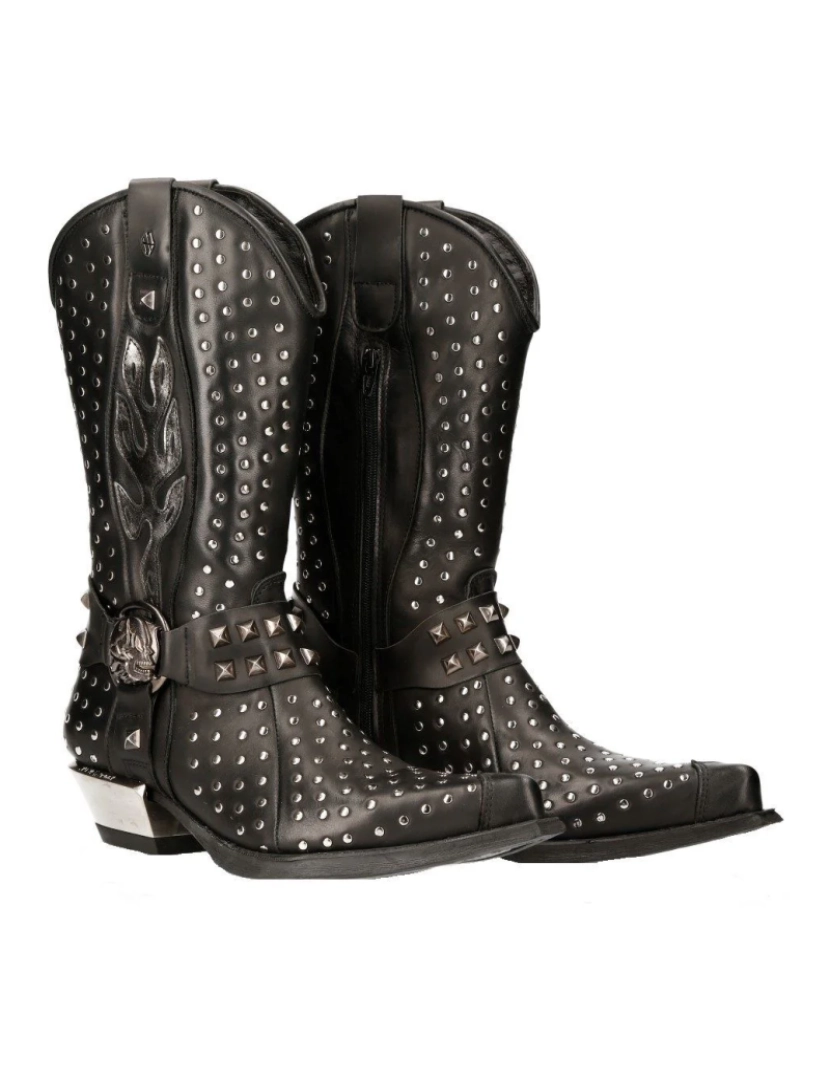 imagem de Botas de cowboy com tachas de couro preto New Rock - M-7928-S17