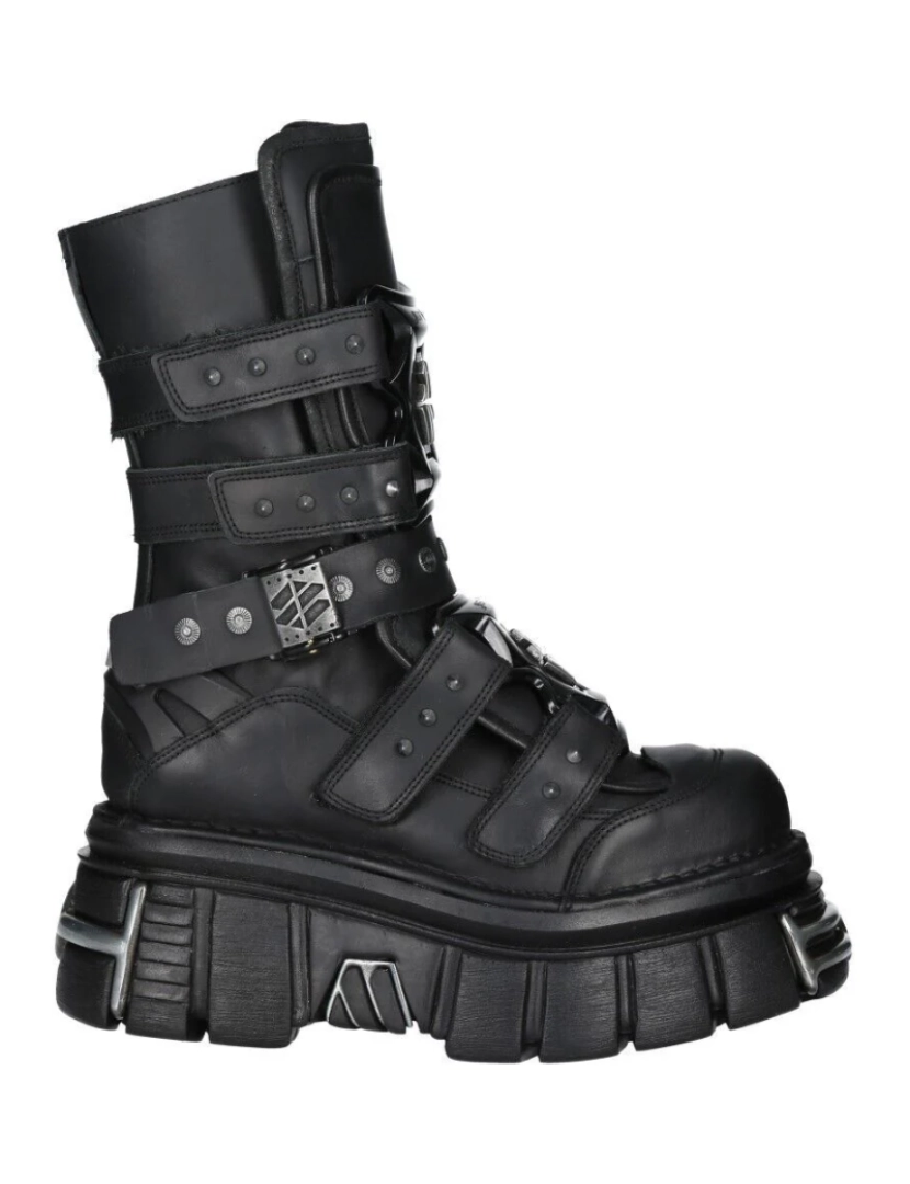 New Rock - Botas de couro com plataforma New Rock Goth-M-MET422-S1