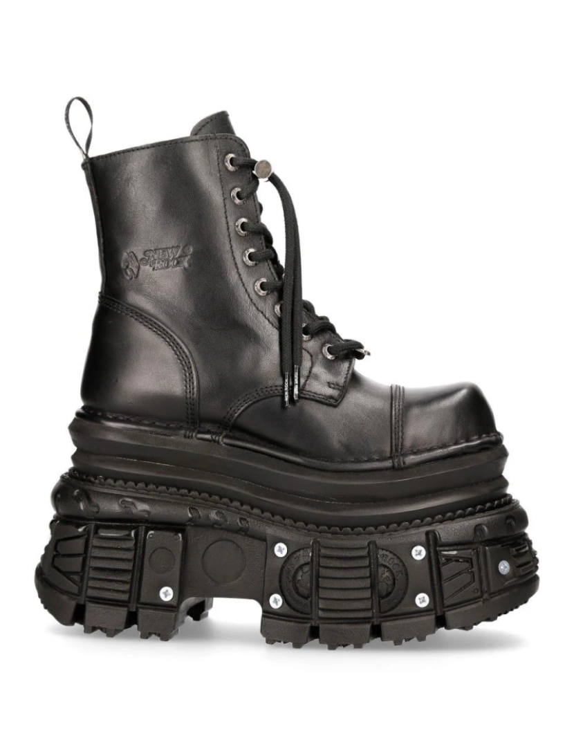 imagem de Botas Militares New Rock Metálicas em Couro Preto - MILI083CCT-C43