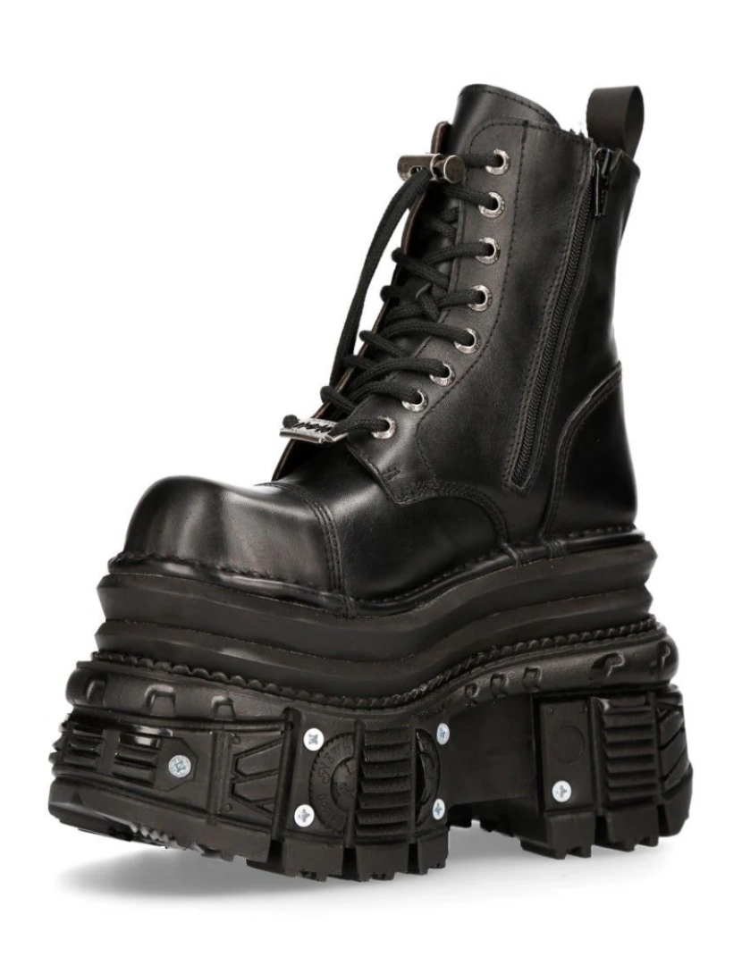 imagem de Botas Militares New Rock Metálicas em Couro Preto - MILI083CCT-C45