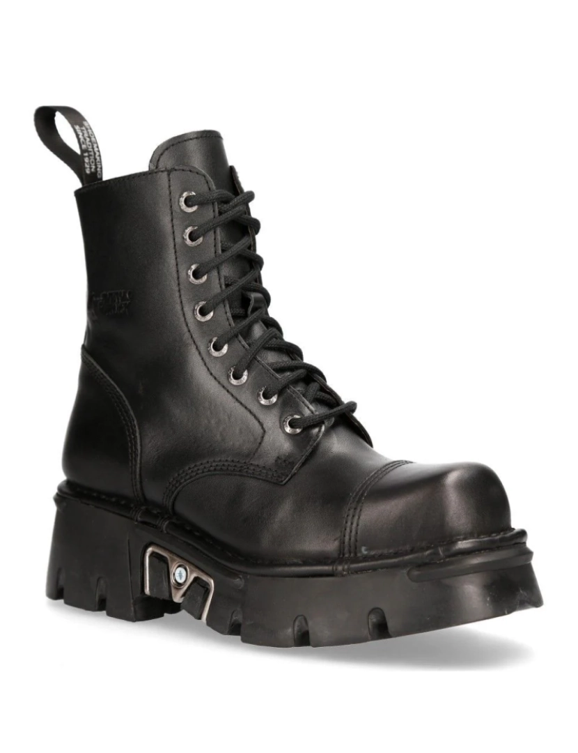 New Rock - Botas de motociclista militares de couro preto New Rock - M-NEWMILI083-S19