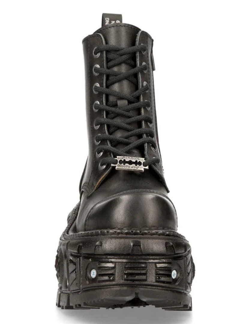 imagem de Botas de plataforma de combate de couro preto unissex New Rock - TANK083-C14