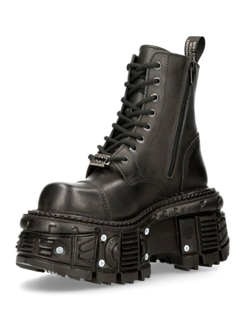 imagem de Botas de plataforma de combate de couro preto unissex New Rock - TANK083-C15