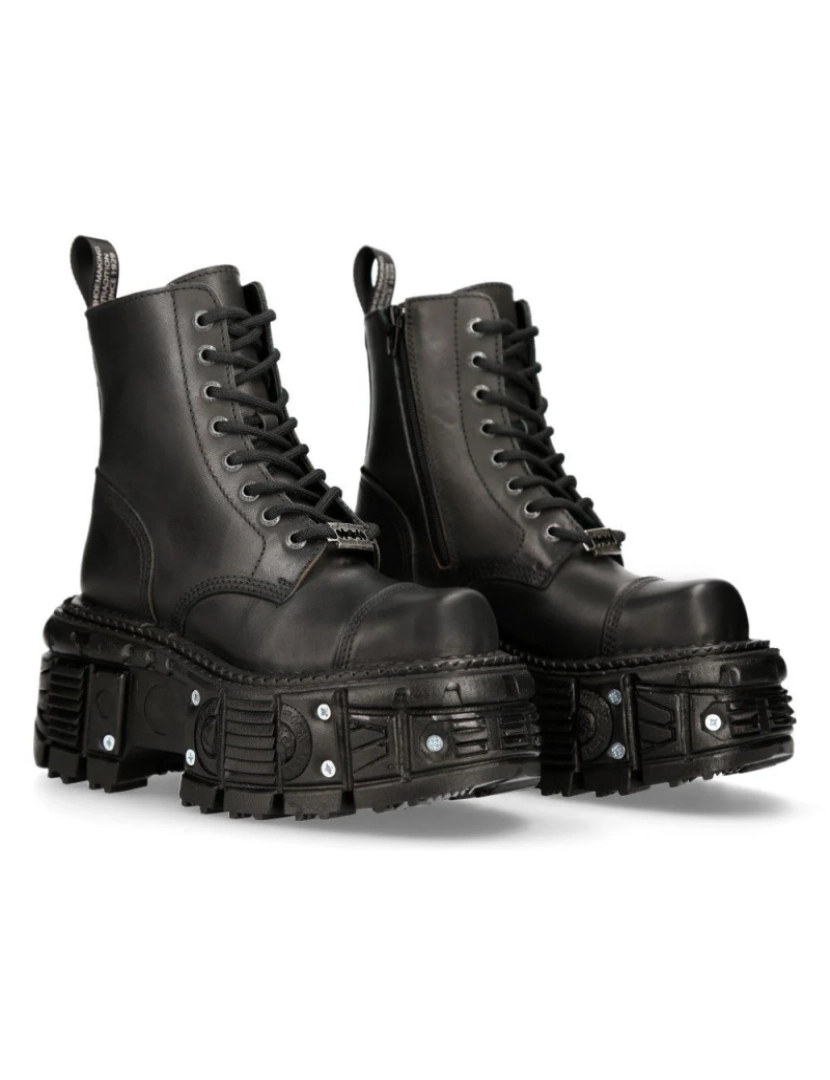 imagem de Botas de plataforma de combate de couro preto unissex New Rock - TANK083-C17