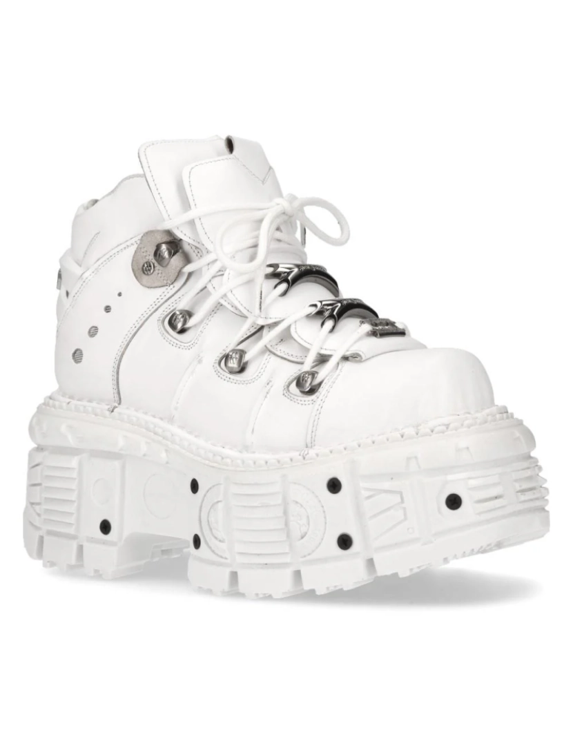 New Rock - Botas punk góticas de couro branco unissex New Rock - M-TANK106-C1