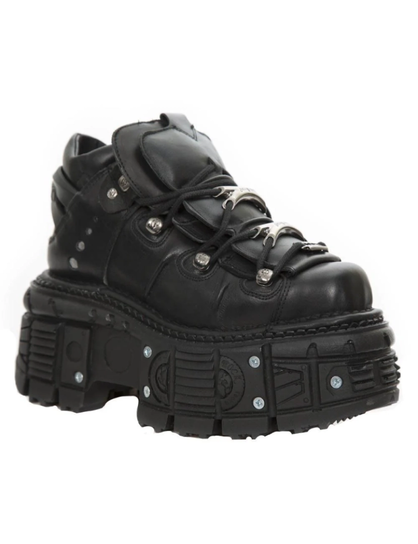 imagem de Botas góticas unissex New Rock de couro preto metálico - M-TANK106-C21