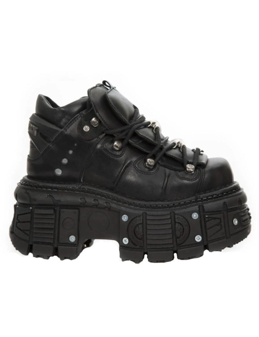 imagem de Botas góticas unissex New Rock de couro preto metálico - M-TANK106-C23