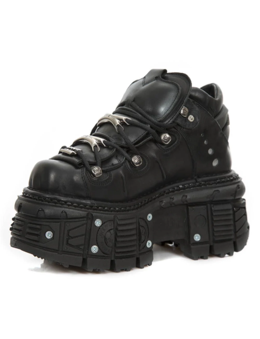 imagem de Botas góticas unissex New Rock de couro preto metálico - M-TANK106-C25