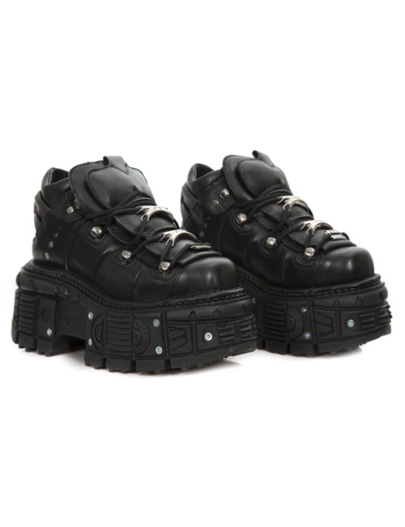 imagem de Botas góticas unissex New Rock de couro preto metálico - M-TANK106-C27