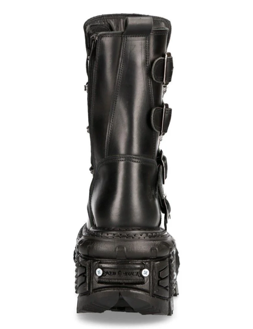 imagem de Botas plataforma de combate unissex New Rock em couro preto - TANK373-S16