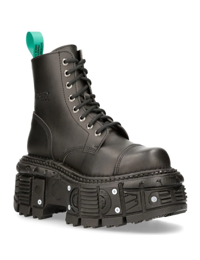 New Rock - Botas de plataforma de combate de couro vegano New Rock - TANKMILI083C-V2