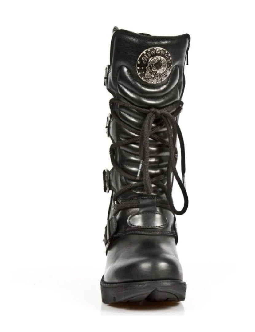 imagem de Botas góticas metálicas de couro preto feminino New Rock - TR003-S14