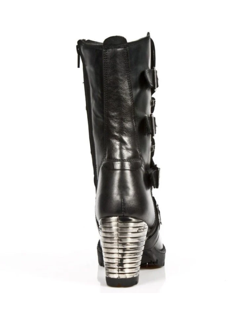 imagem de Botas góticas metálicas de couro preto feminino New Rock - TR003-S16