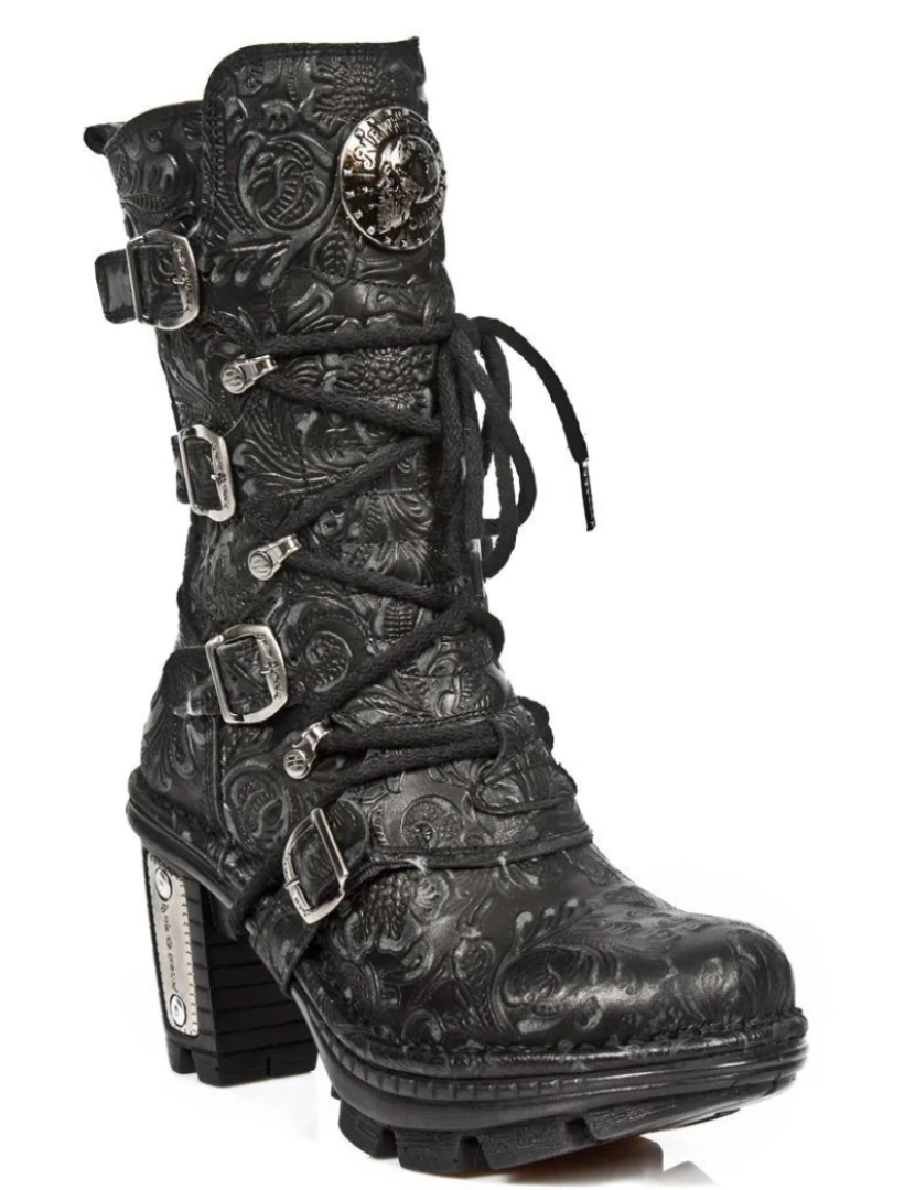 imagem de Botas de couro góticas florais femininas New Rock - NEOTR005-S251