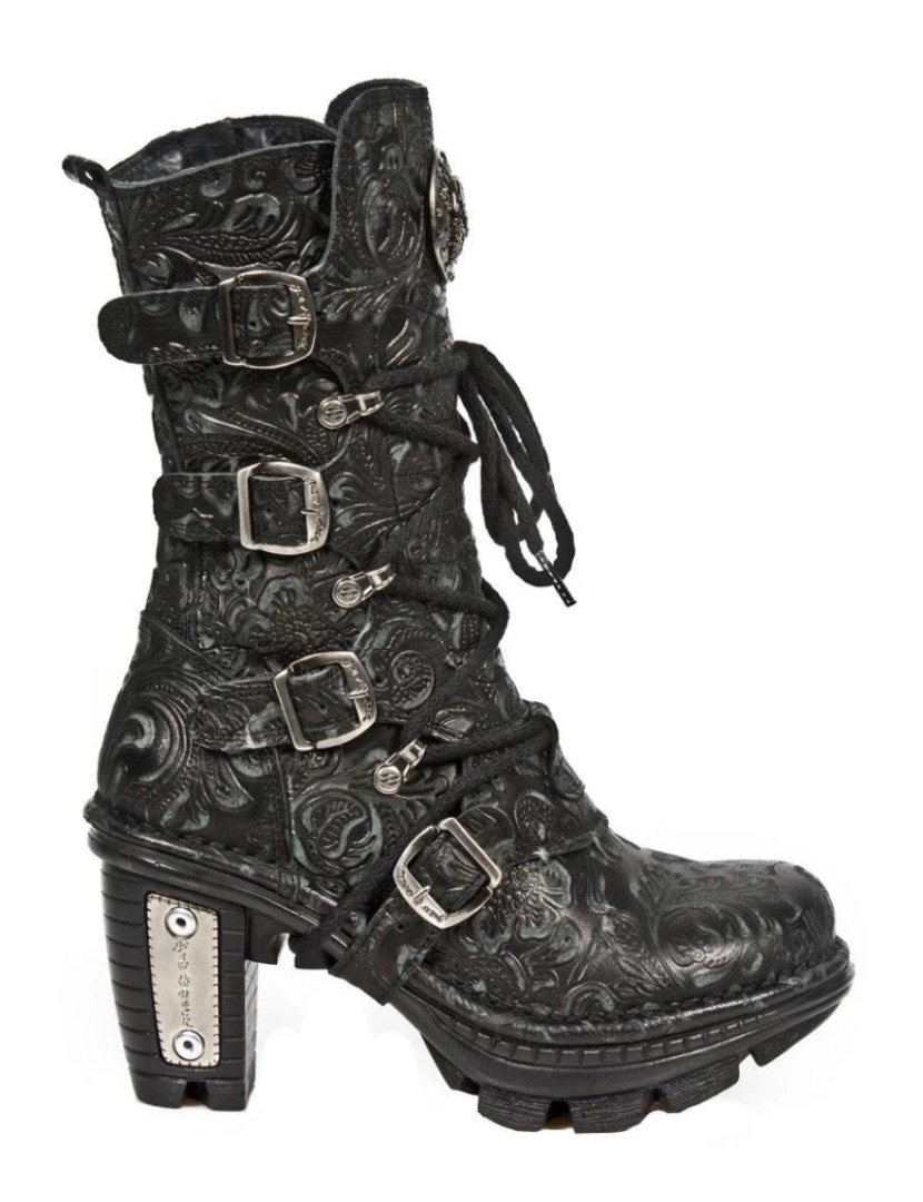 imagem de Botas de couro góticas florais femininas New Rock - NEOTR005-S253