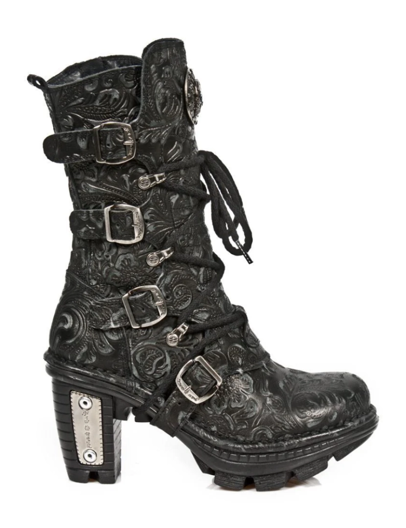 imagem de Botas de couro góticas florais femininas New Rock - NEOTR005-S257