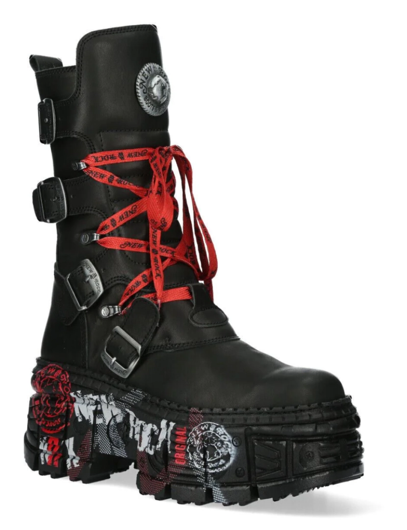 imagem de Botas de couro punk New Rock Mid Bezerro-WALL028B-C12