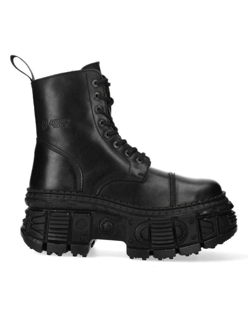 New Rock - Botas de couro gótico New Rock pretas-WALL083C-S5