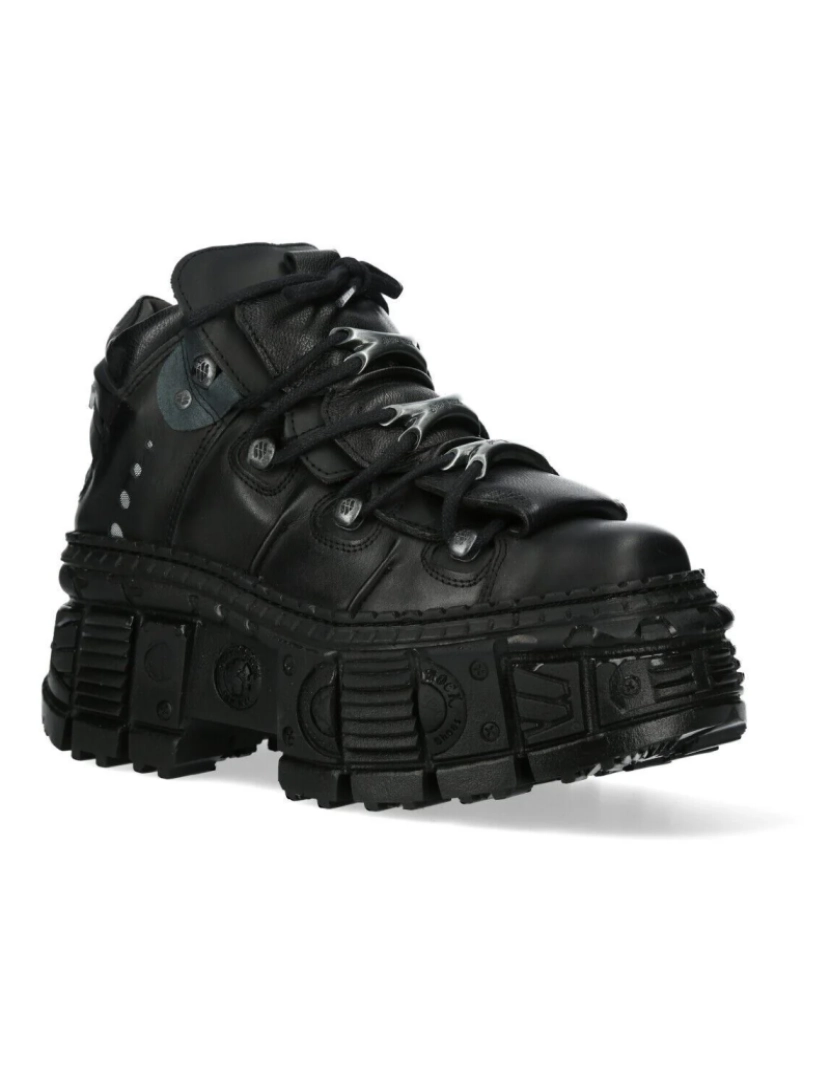 imagem de Botas New Rock Metálicas Tornozelo Preto Couro-WALL106-S123