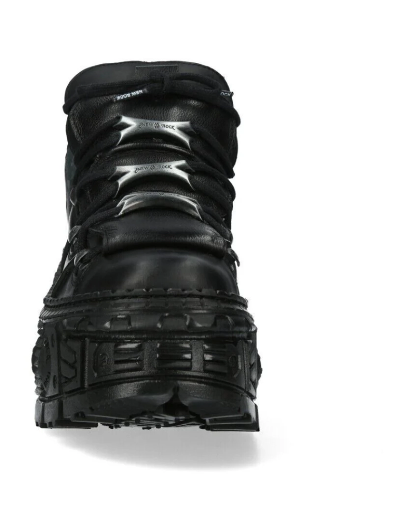 imagem de Botas New Rock Metálicas Tornozelo Preto Couro-WALL106-S124