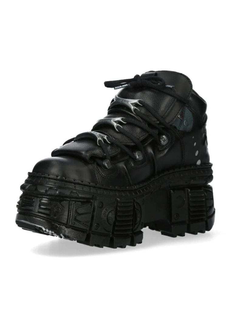 imagem de Botas New Rock Metálicas Tornozelo Preto Couro-WALL106-S125