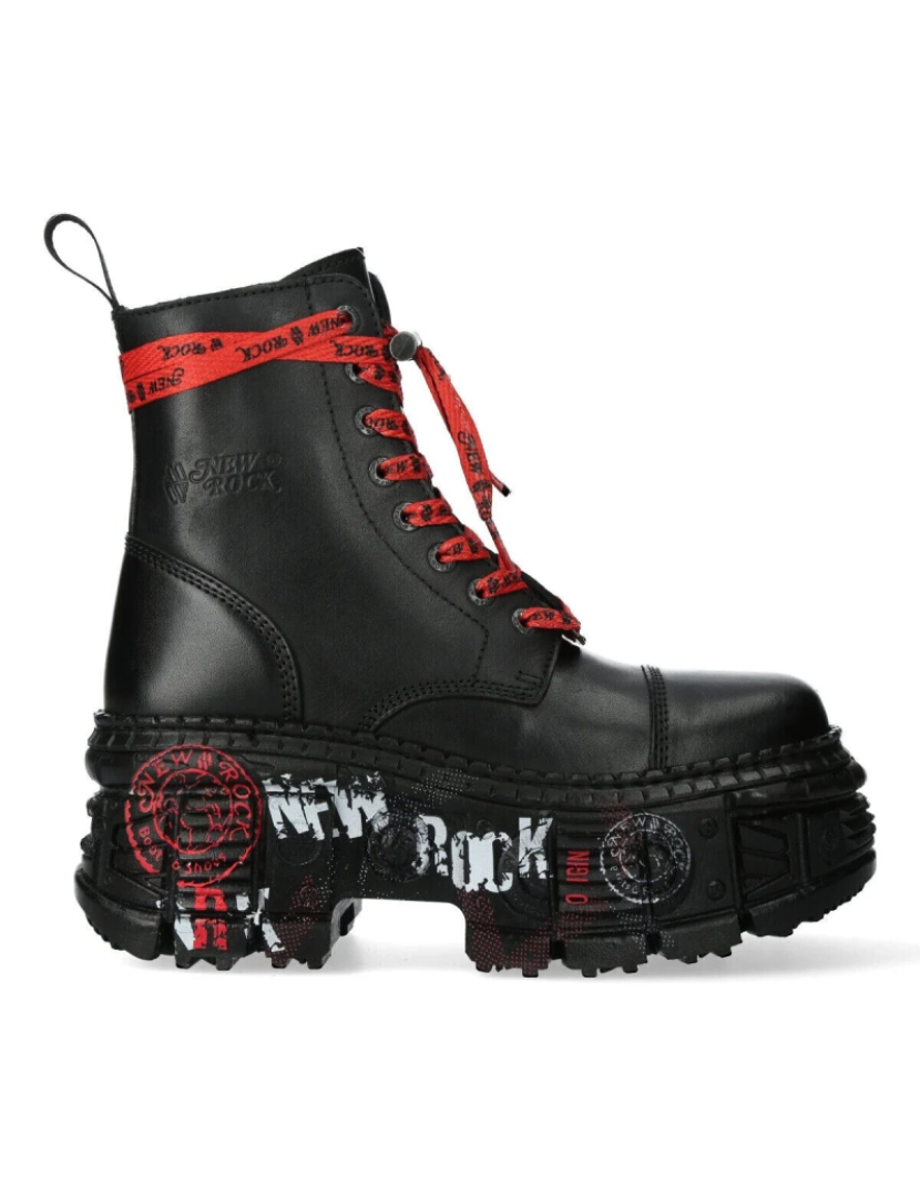 New Rock - New Rock de couro com plataforma Rock Punk-WALL126CCT-C1