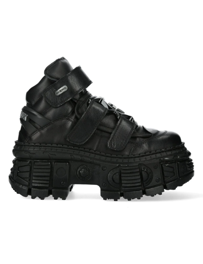 imagem de Botas New Rock Metálicas Tornozelo Preto Couro-WALL285-S21