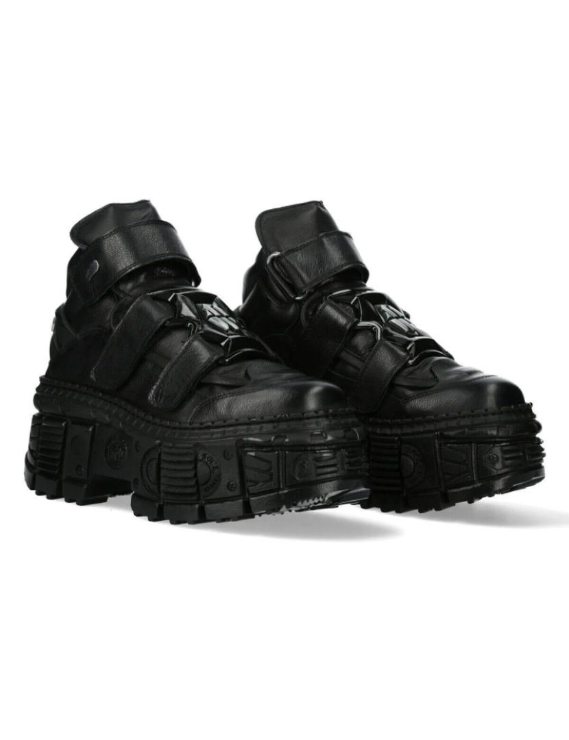 imagem de Botas New Rock Metálicas Tornozelo Preto Couro-WALL285-S22