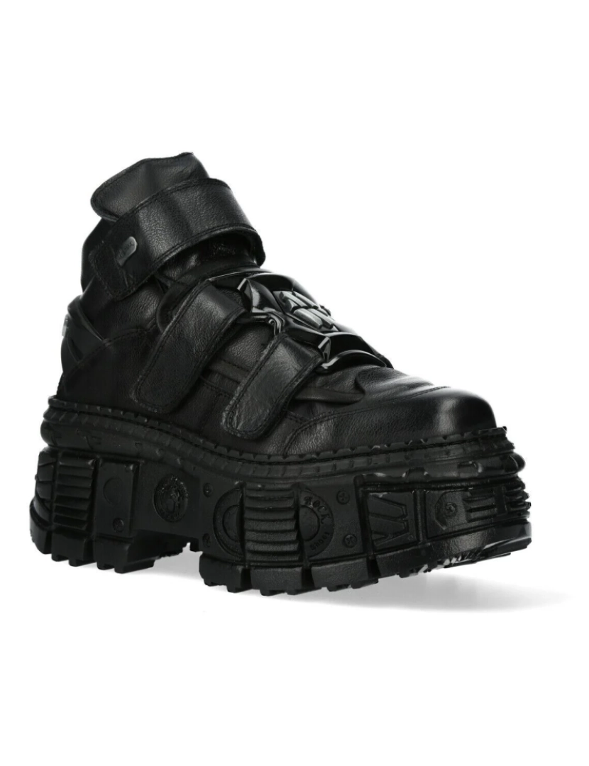 imagem de Botas New Rock Metálicas Tornozelo Preto Couro-WALL285-S23