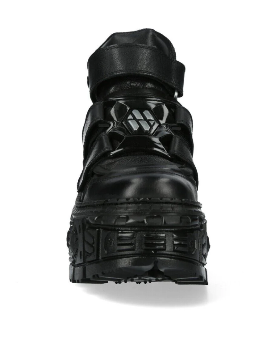 imagem de Botas New Rock Metálicas Tornozelo Preto Couro-WALL285-S24