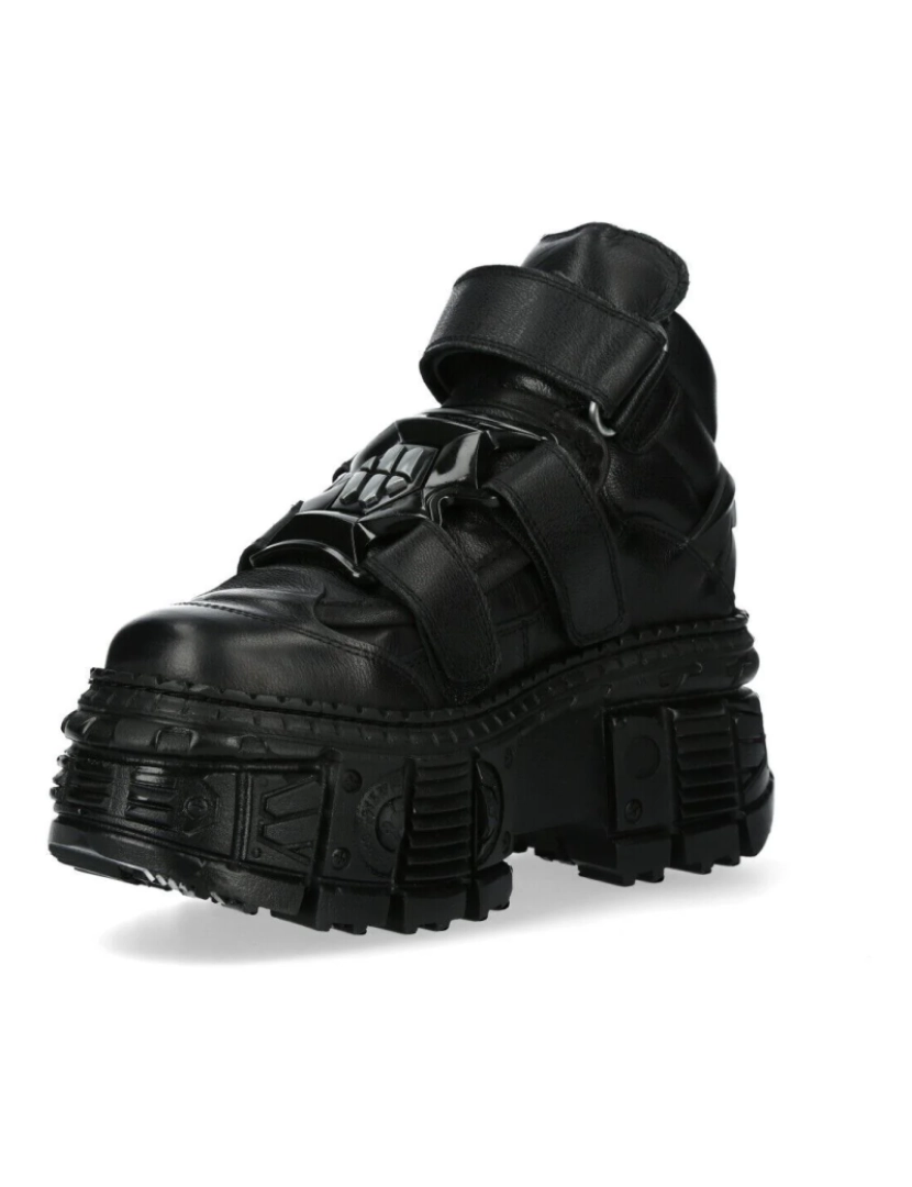 imagem de Botas New Rock Metálicas Tornozelo Preto Couro-WALL285-S25