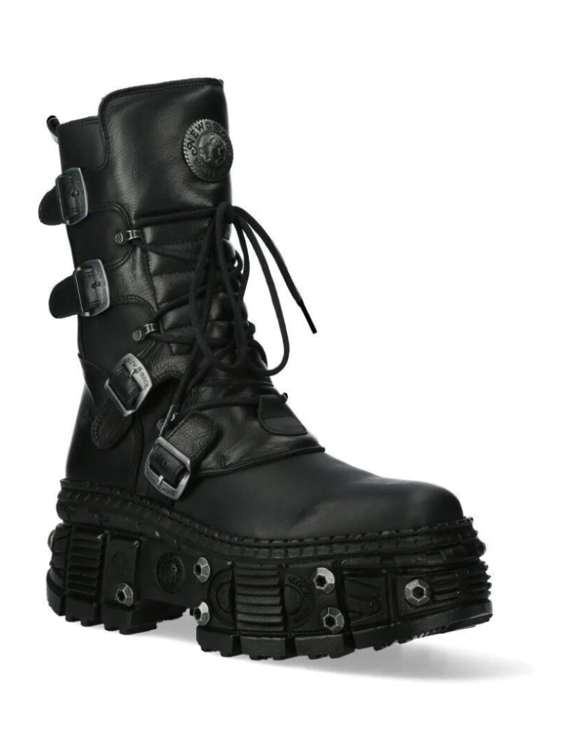 imagem de Botas New Rock Couro Mid Bezerro Pretas-WALL373-S113