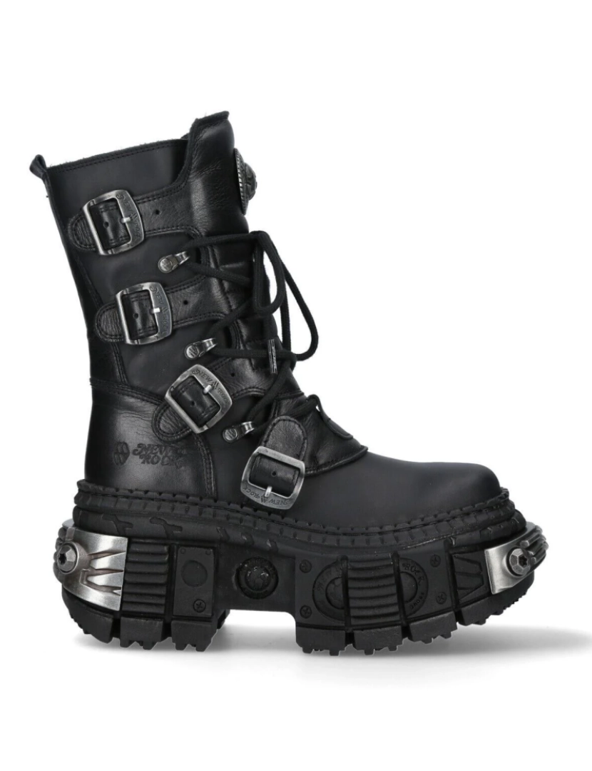 New Rock - Botas plataforma de couro de cano médio New Rock-WALL373-S3