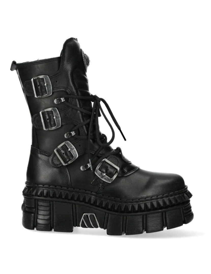 New Rock - Botas plataforma de couro de cano médio New Rock-WALL373-S6