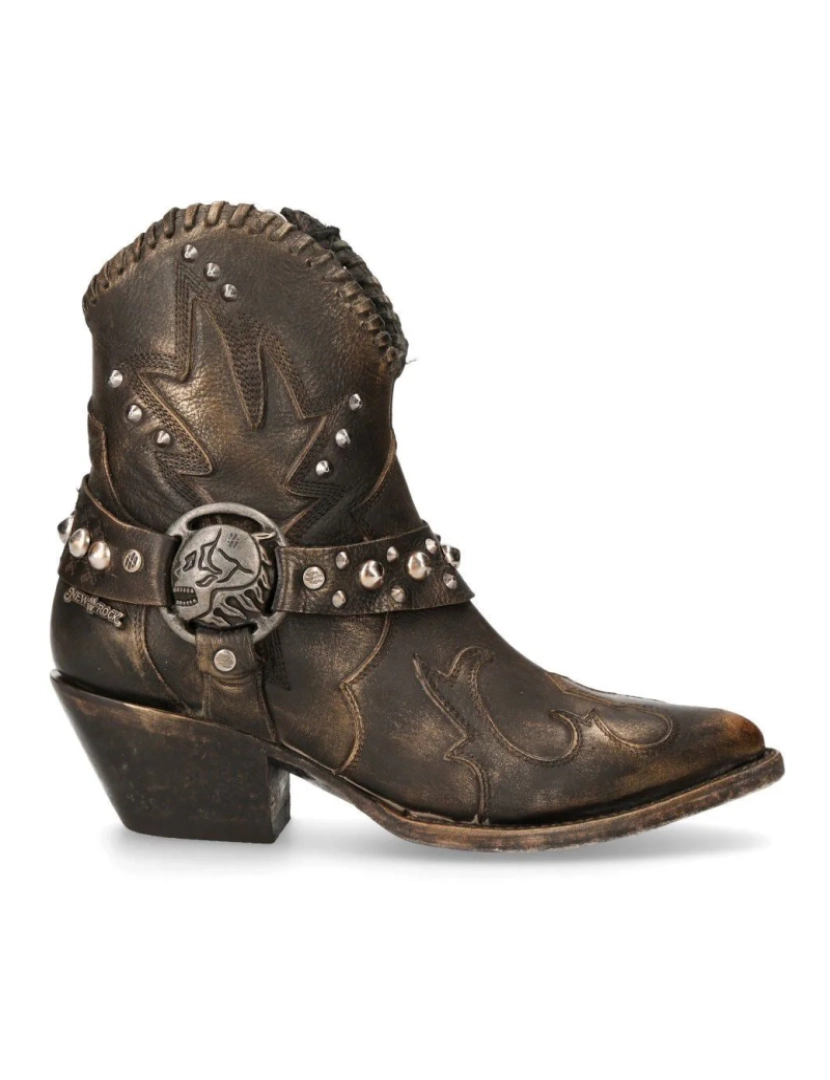 imagem de Botas de cowboy pontudas de couro marrom New Rock - WSTM004-S13