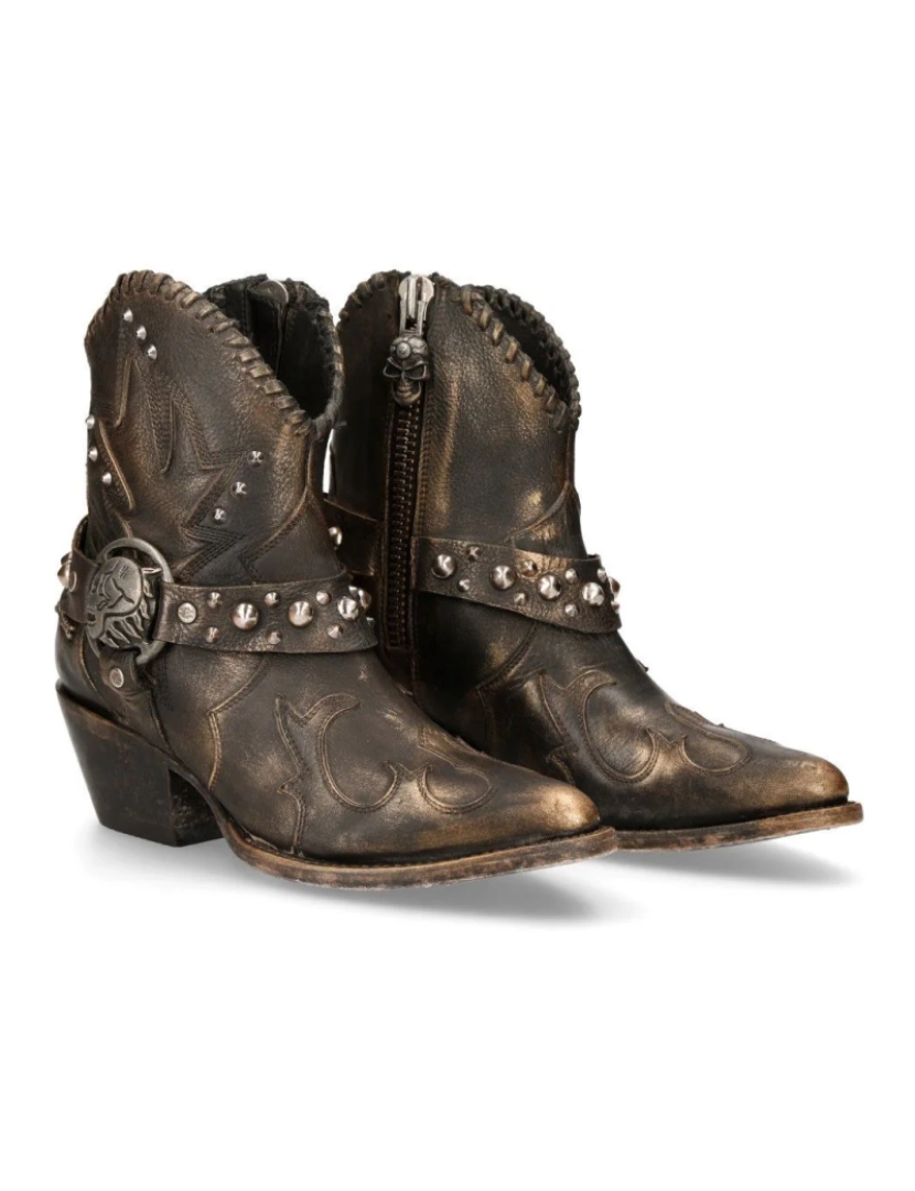 imagem de Botas de cowboy pontudas de couro marrom New Rock - WSTM004-S17