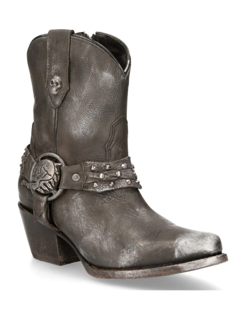 New Rock - Botas de cowboy pontudas de couro preto New Rock - WSTM005-S1