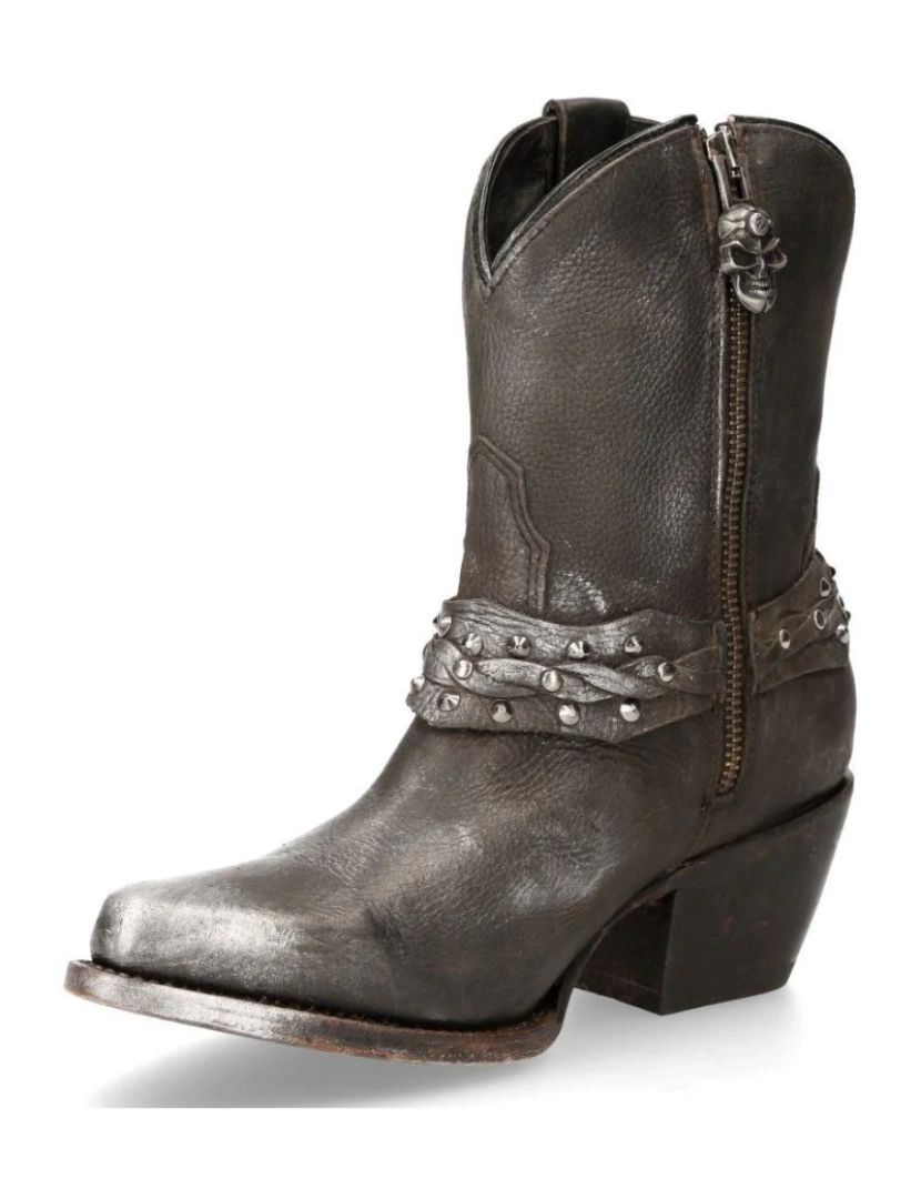 imagem de Botas de cowboy pontudas de couro preto New Rock - WSTM005-S15