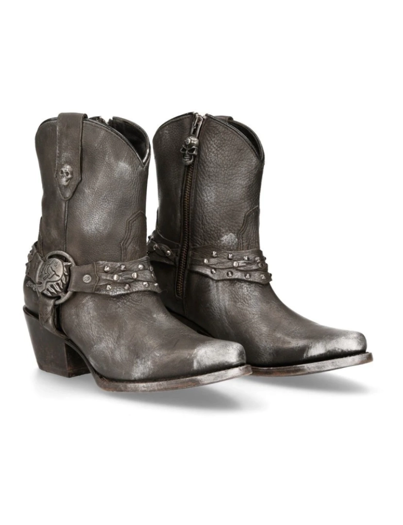 imagem de Botas de cowboy pontudas de couro preto New Rock - WSTM005-S17