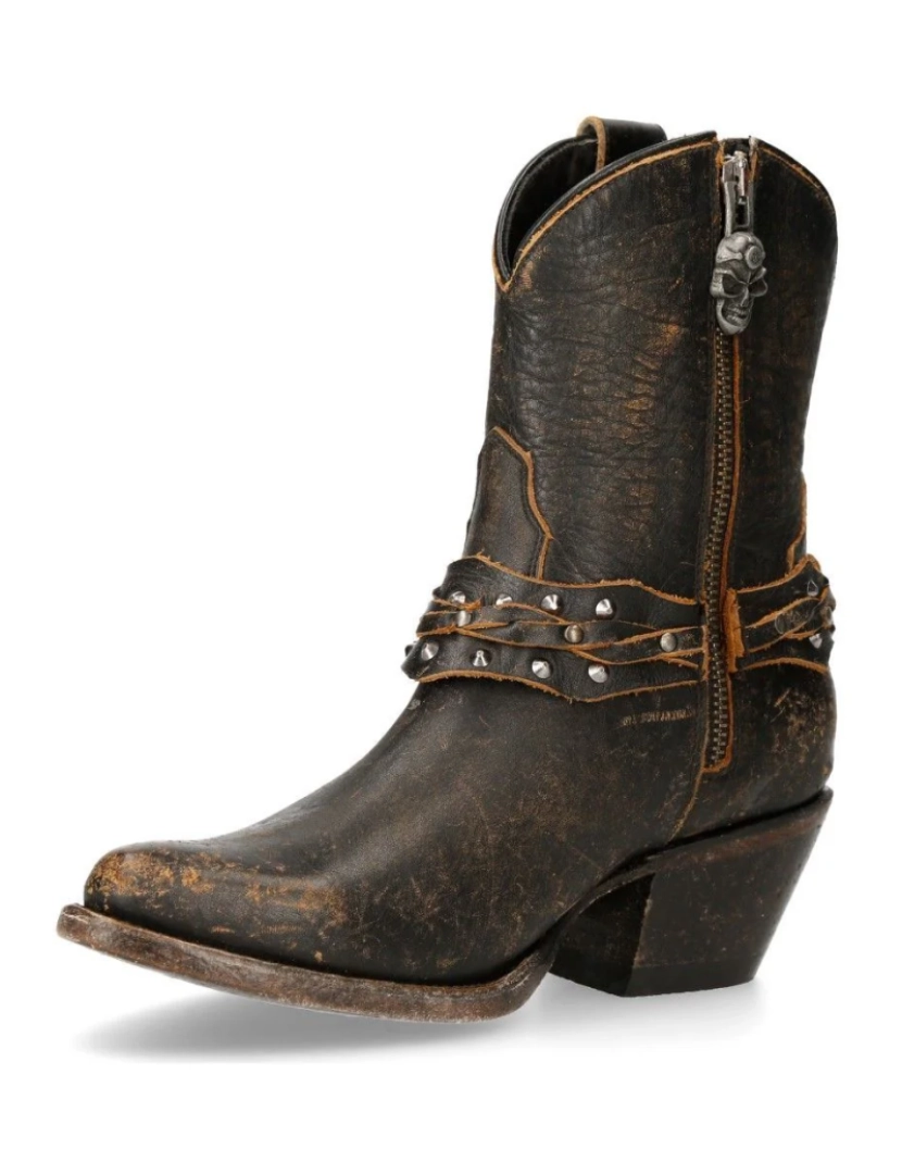 imagem de Botas de cowboy pontudas de couro marrom New Rock - WSTM005-S25