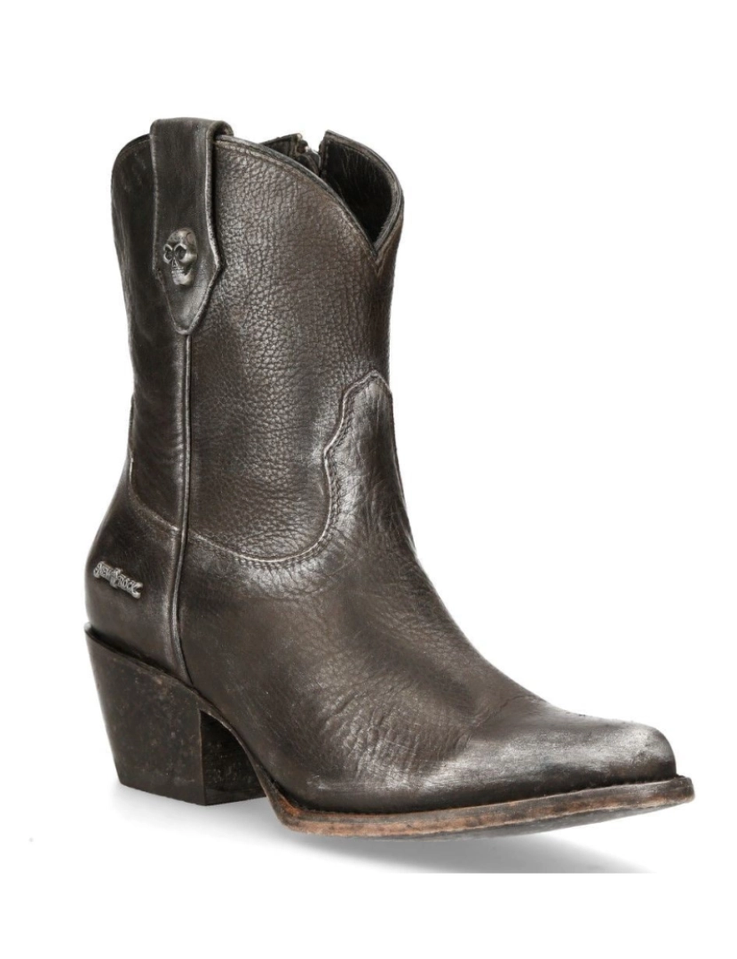 New Rock - Botas de cowboy pontudas de couro preto New Rock - WSTM006-S1