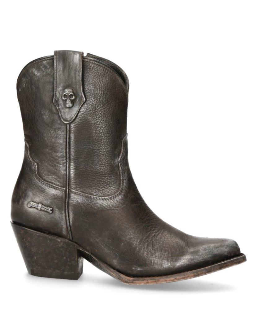 imagem de Botas de cowboy pontudas de couro preto New Rock - WSTM006-S13