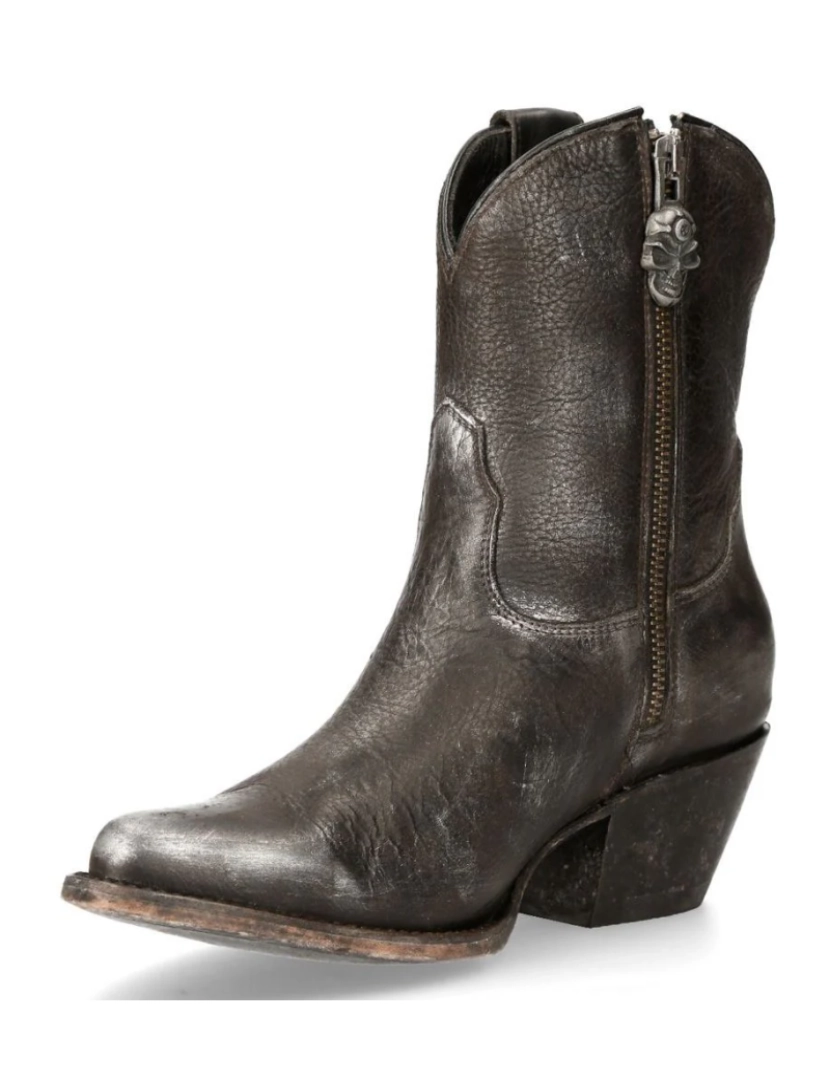 imagem de Botas de cowboy pontudas de couro preto New Rock - WSTM006-S15