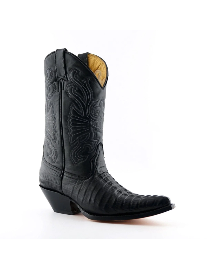 imagem de Botas de cowboy ocidentais de couro preto Grinders - Carolina6